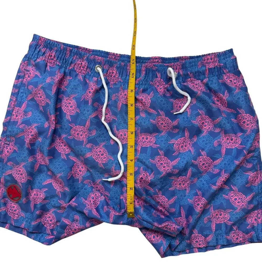 ELEMENTS Retro Neon Turtle Mens Swim Shorts Sz Small Lined Mesh Spain Quick Dry